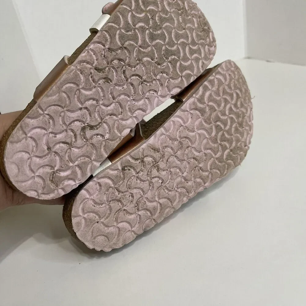 Birkenstock Size 32 205 Kids 1-1.5 Sandals Rose Gold White Birko flor